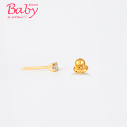 Brinco Baby Tiffany Cristal 2mm Dourado